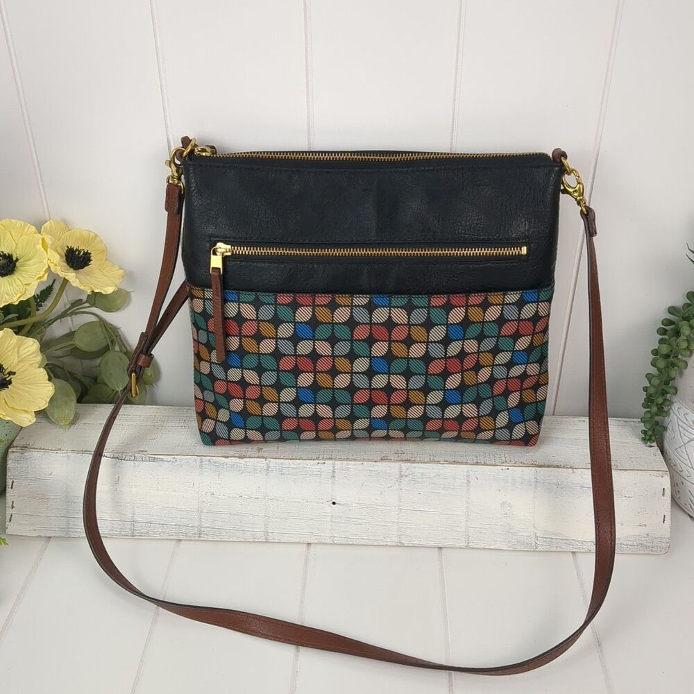 Fossil Fiona Crossbody Shoulder Bag Multicolor Vegan Leather Excellent Condition - Picture 4 of 10
